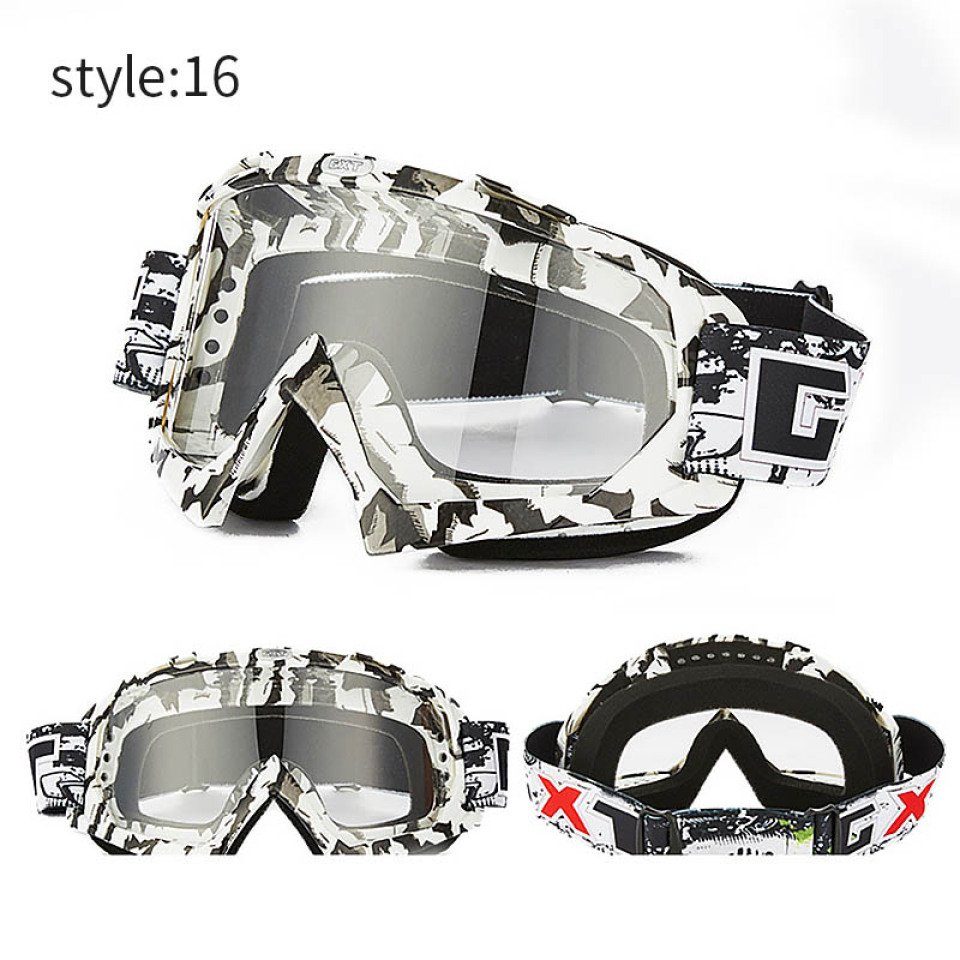 Blusmart Skibrille Motocross Brille ATV MTB DH Winddicht Skifahren Moto Bike Brille Glas 15