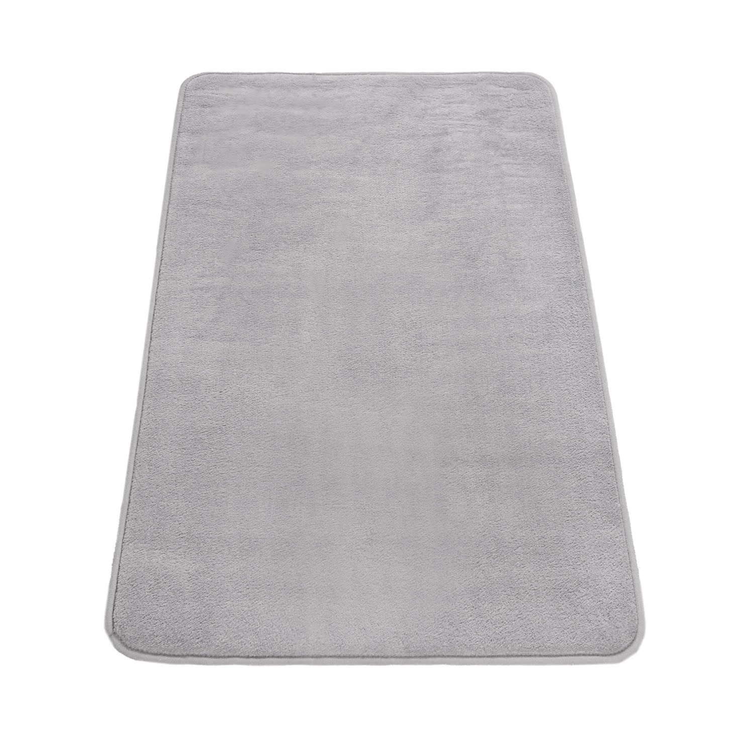 KADIMA DESIGN Teppich waschmaschinenwaschbar Unifarben Flur Waschbarer Teppich Badezimmer, Rechteckig, Höhe: 5 mm, Florhöhe: 1 mm, 100% Polyester, Rechteckig, 60x100cm, Grau