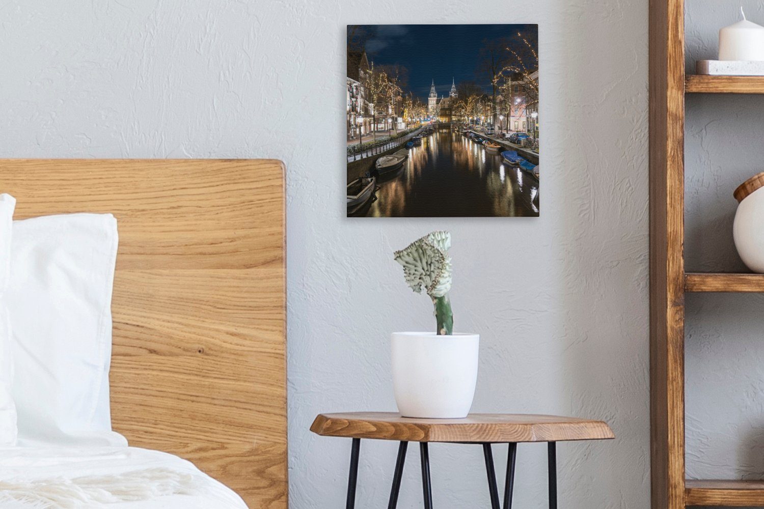 OneMillionCanvasses® Leinwandbild Das Rijksmuseum hinter St), Leinwand (1 für Bilder der Amsterdam, Spiegelgracht Schlafzimmer in Wohnzimmer