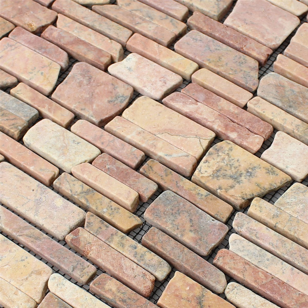 Mosafil Mosaikfliesen Mosaikfliesen Marmor Napola Bricks, Marmor 30.500x30.500, rot, Rutschfest