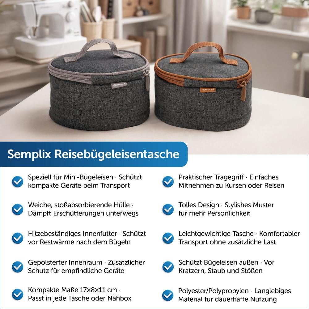 Semplix Dampfbügeleisen - Prym Reisebügeleisen + Tasche + Silikonablage anthrazit/grau