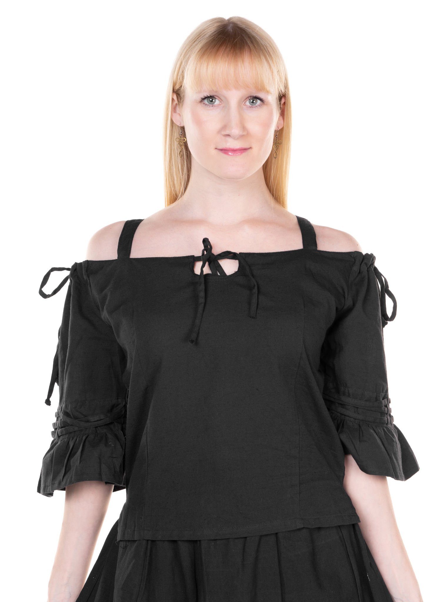Metamorph Hexen-Kostüm Schulterfreie Halbarm-Bluse schwarz, Hochwertige und authentische Mittelalterkleidung zu unschlagbar günst