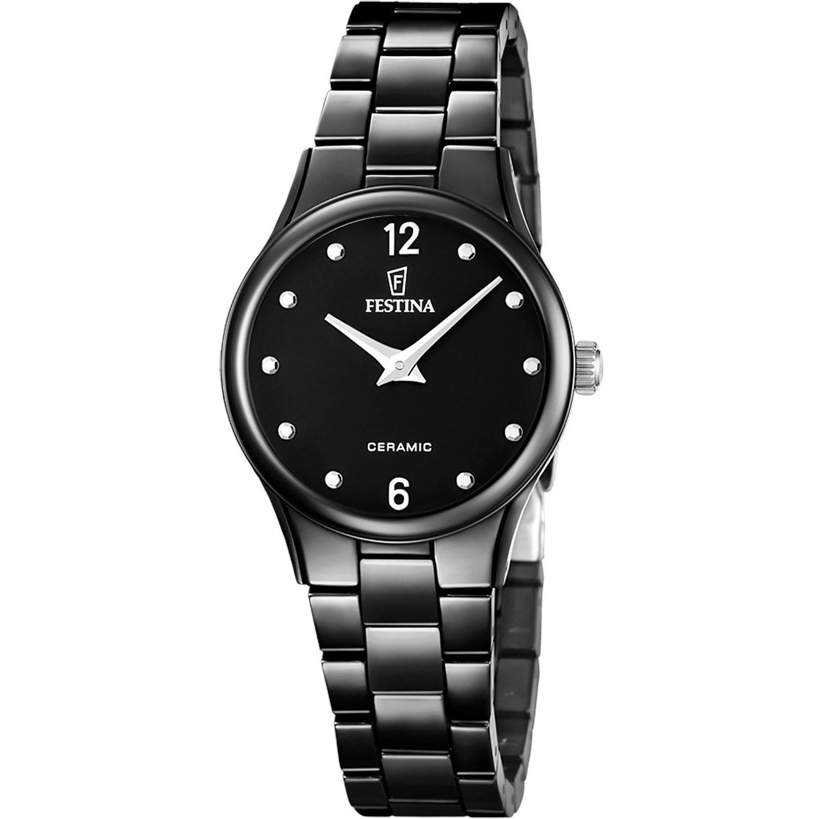 Festina Quarzuhr Ceramic Damenuhr F20751-7 – Schwarze Keramikuhr, 30,5 mm