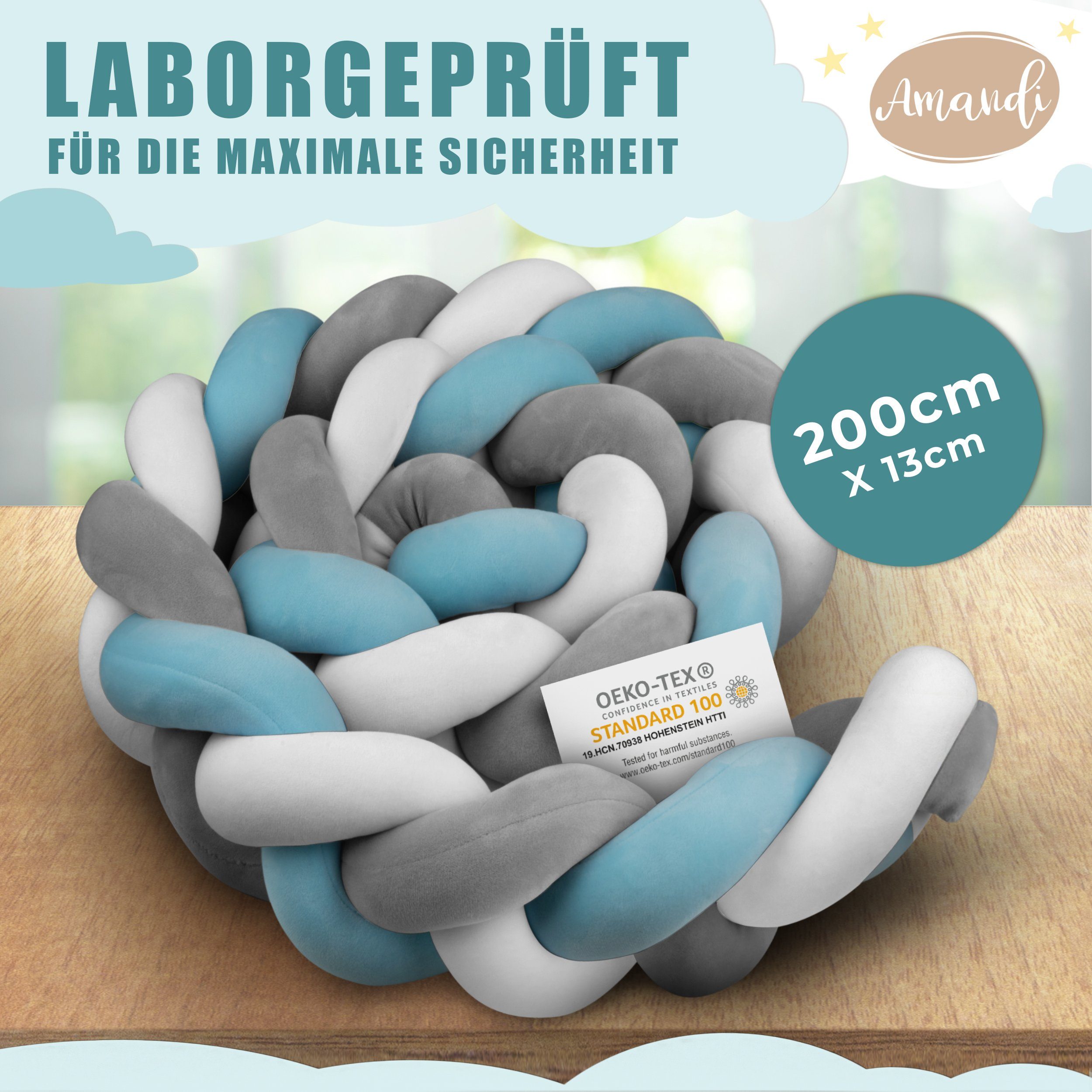 Amandi Bettnestchen - Bettschlange - 2m Bettumrandung fürs Babybett - labor günstig online kaufen