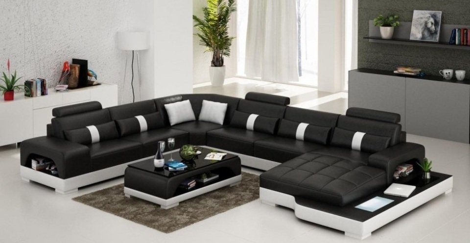 Eck U XXL Sofa Form Wohnlandschaft Ecksofa, Couch Polster Leder Big Ecke JVmoebel