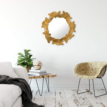 KUNSTLOFT Wandspiegel Ginkgokranz 80x80x5 cm, handgefertigter Deko-Spiegel aus Metall