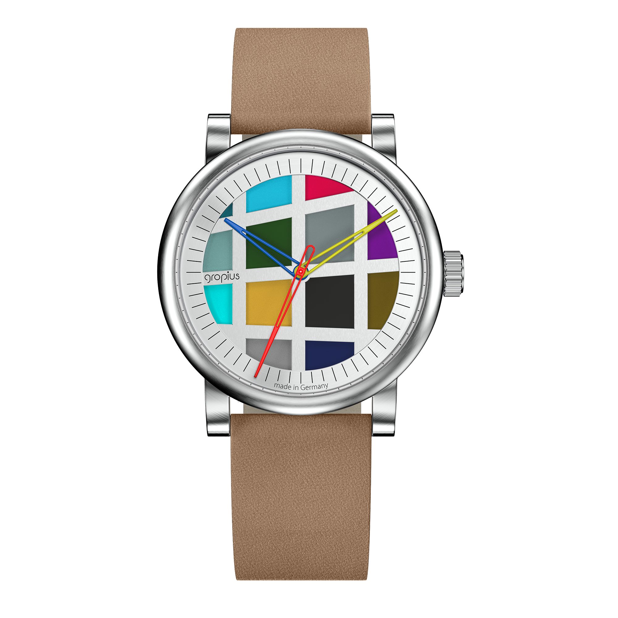 Walter Gropius Automatikuhr Made in Germany, Saphirglas, Atrium Automatik - WGA 801-02, Designeruhr, Lederarmband mit Easy-Release System, Edelstahlgehäuse