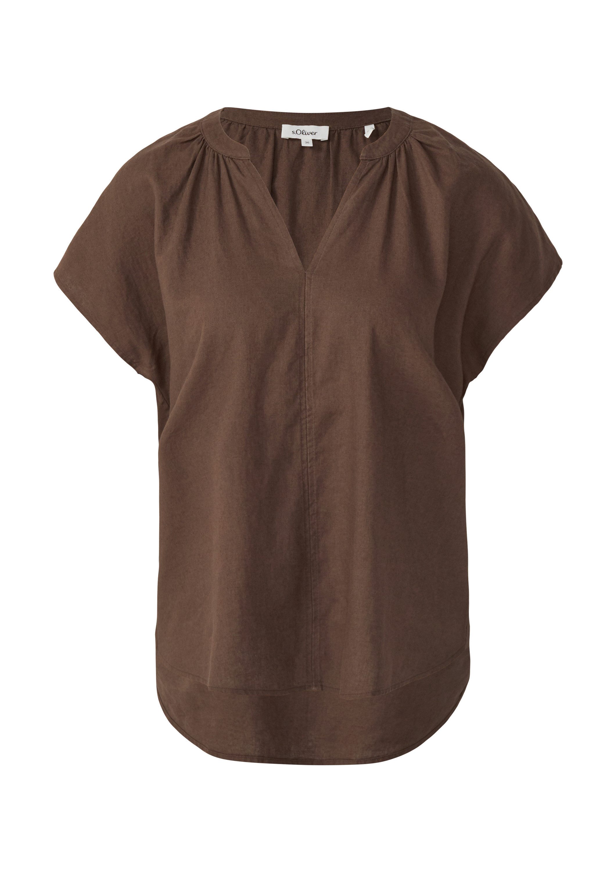 s.Oliver Kurzarmbluse Bluse Ärmellose Bluse aus Leinenmix im Relaxed Fit
