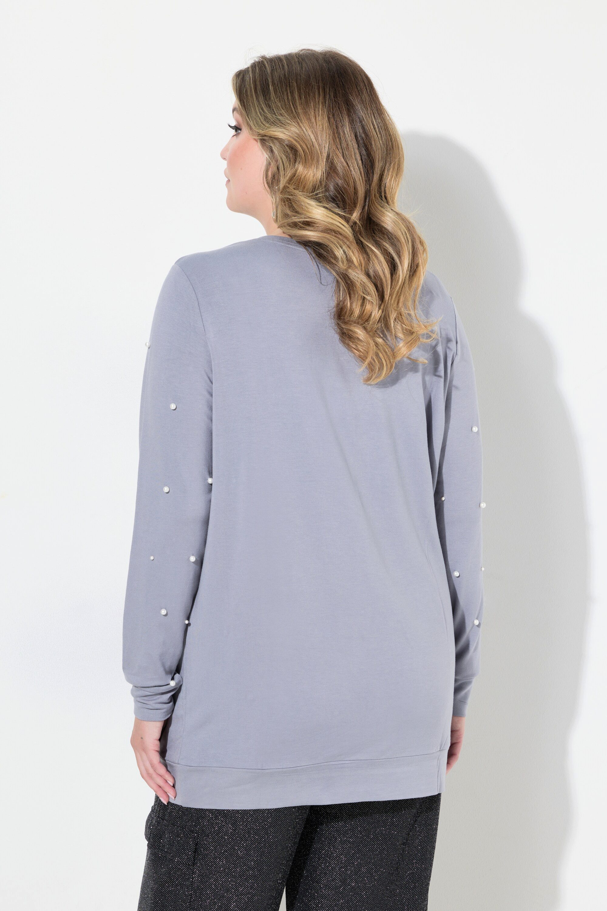 MIAMODA Sweatshirt Sweatshirt Zierperlen Langarm