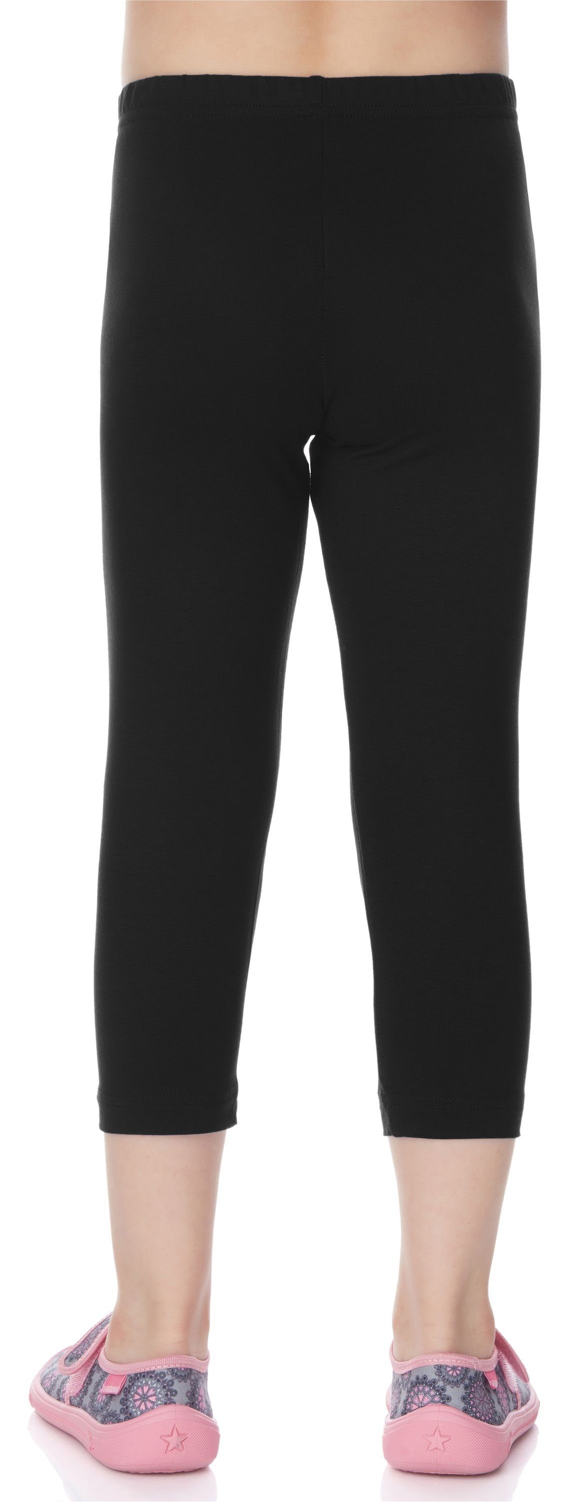 Leggings Leggings Merry MS10-131 Bund Schwarz (1-tlg) 3/4 Capri elastischer aus Viskose Mädchen Style