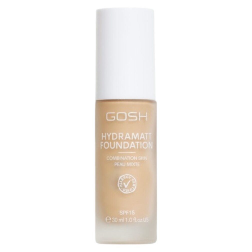 GOSH Make-up, Hydramatt, matte, flüssige Grundierung, 006Y, mittelleicht, SPF15