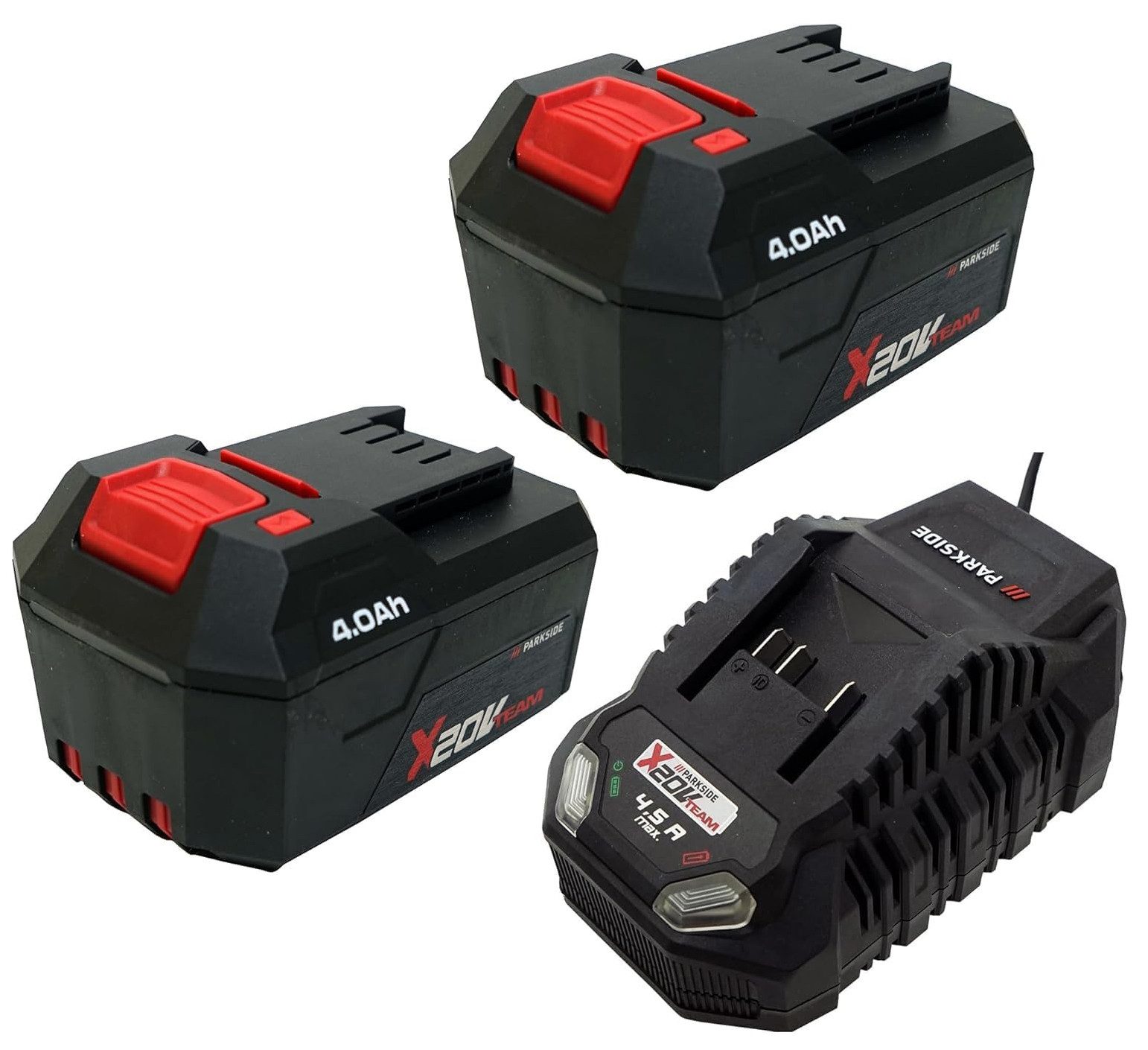 Parkside 2X 4Ah Akku + 1x 4,5A Ladegerät 20V für die Serie X20V 4 Ah Akku-Set (20 V)