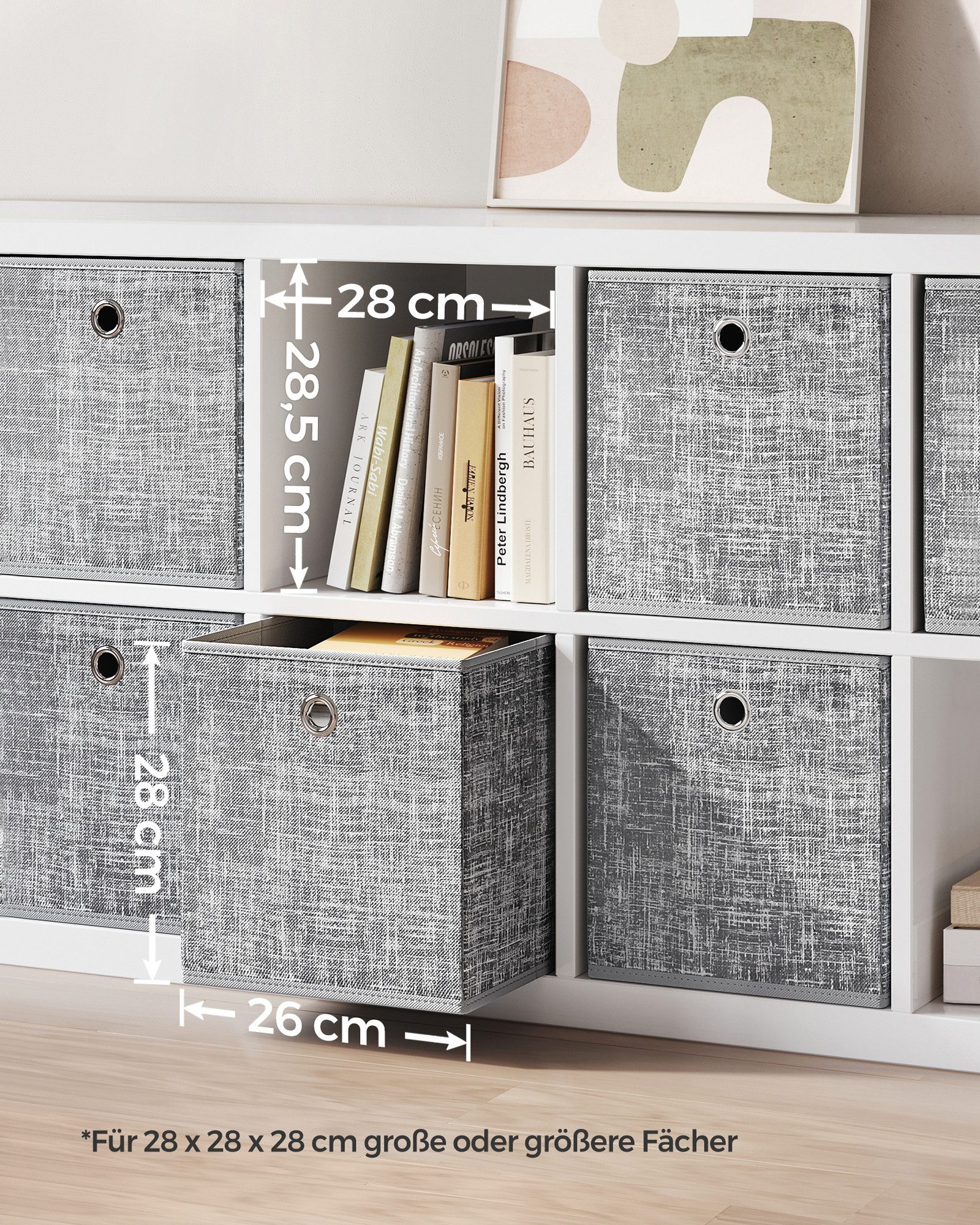 SONGMICS Aufbewahrungsbox Ordnungsboxen (Aufbewahrungsbox, 6er Set, Ordnungsboxen aus Vliesstoff mit Griff)
