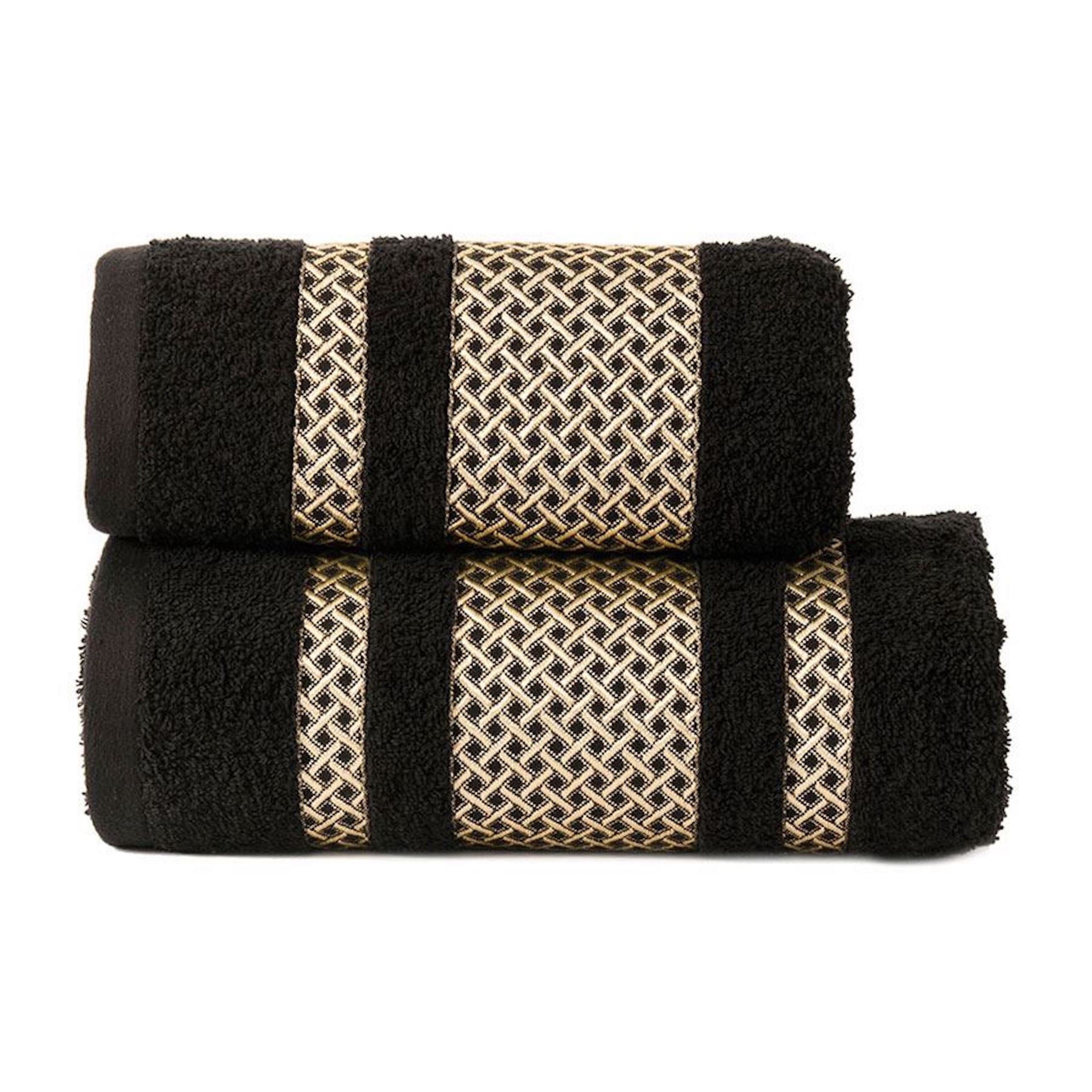 JESSIS TEX Handtuch Set Handtuch Set EDEL JESSIS TEX Baumwolle Schwarz mit Goldene Bordüre, (Set, 4-St), modernes Muster, Edel Handtücher mit Bordüre, 100% Baumwolle