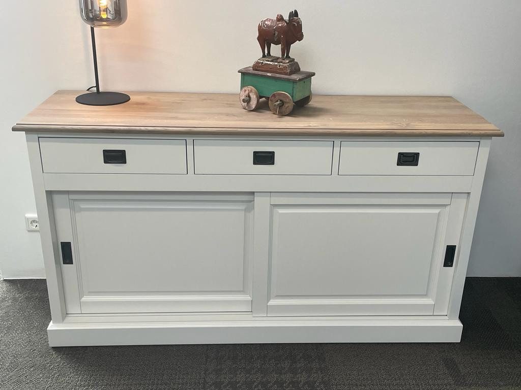 Wohnpalast Kommode Sideboard Neuss 165 cm weiß/eiche - Anrichte Landhaus Kommode