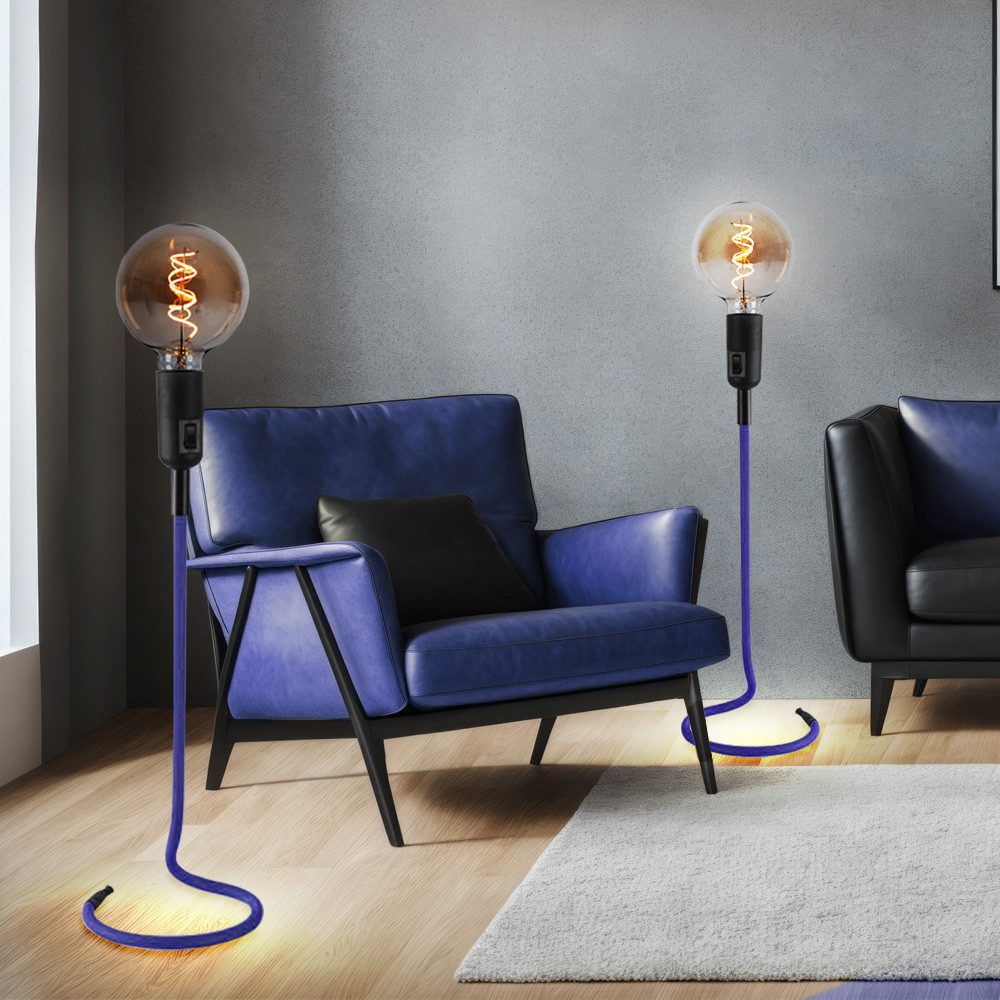 JUST LIGHT Tischleuchte, Leuchtmittel nicht inklusive, Tischlampe Tischleuchte Beistelllampe Kabel Design blau H 46,5 cm 2x