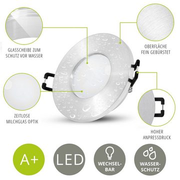 linovum LED Einbaustrahler fourSTEP LED Einbauleuchte Bad IP65 "Dimmen ohne Dimmer" warmweiss, Leuchtmittel inklusive, Leuchtmittel inklusive