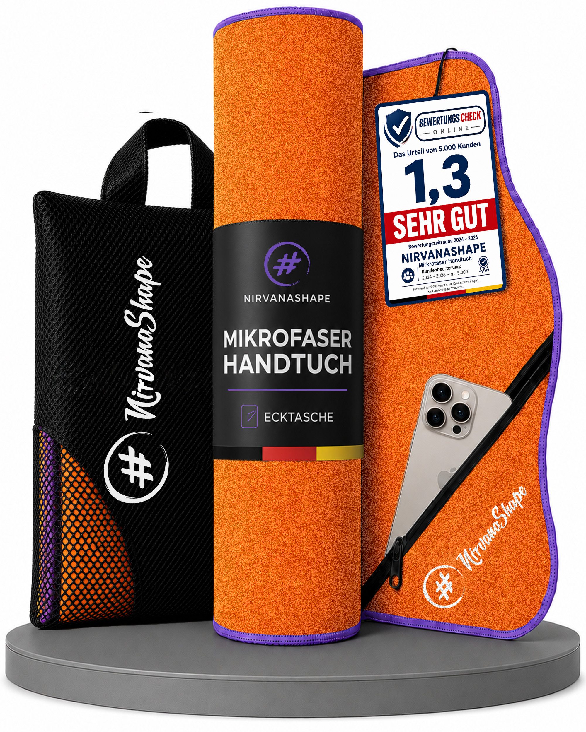 NirvanaShape Sporthandtuch Mikrofaser Handtuch, Microfaser Handtücher als Reisehandtuch, (Set), Microfaser Handtuch als Strandtuch oder Fitneesshandtuch