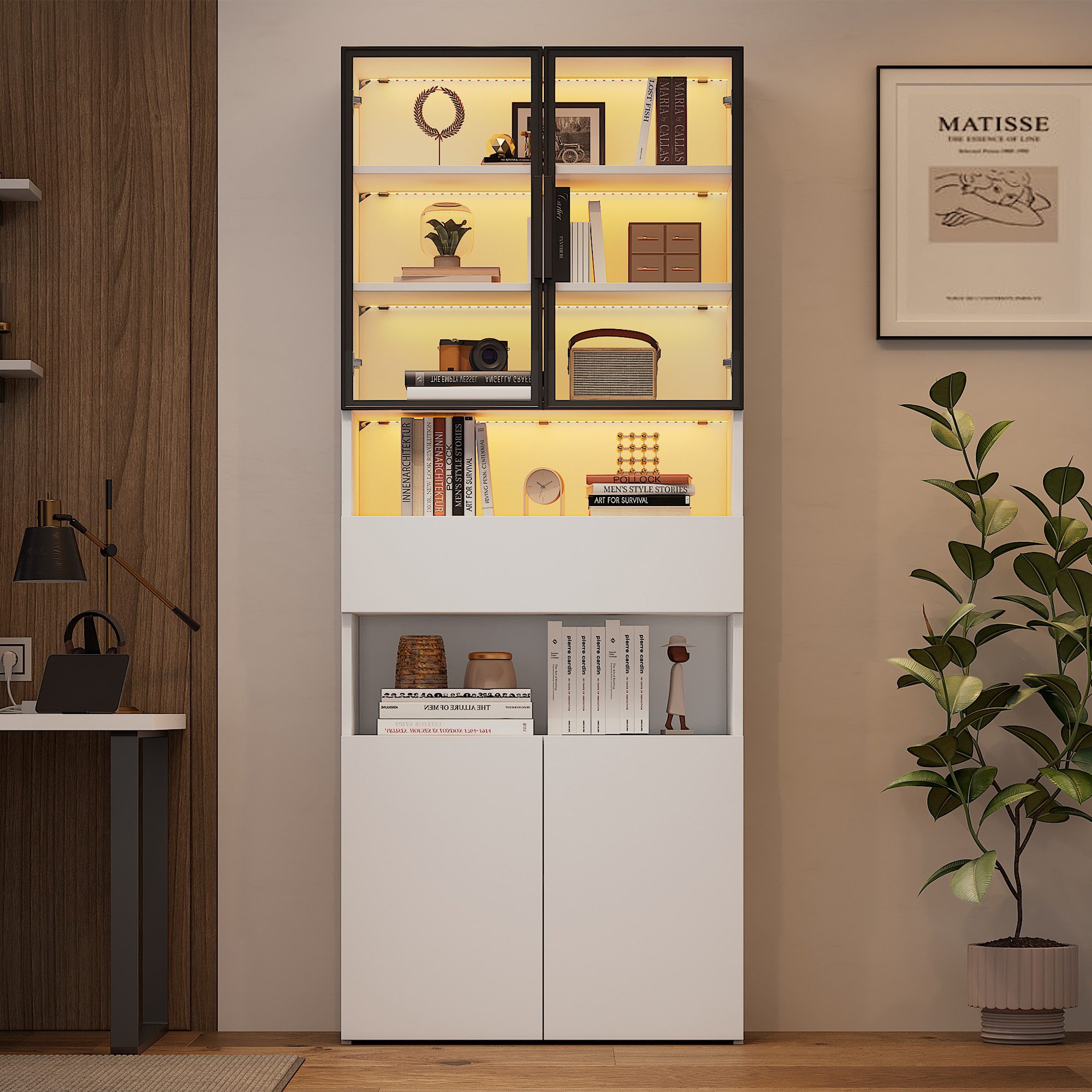 OKWISH Vitrine mit Offene Speicherplattform (Hochschrank, günstig online kaufen