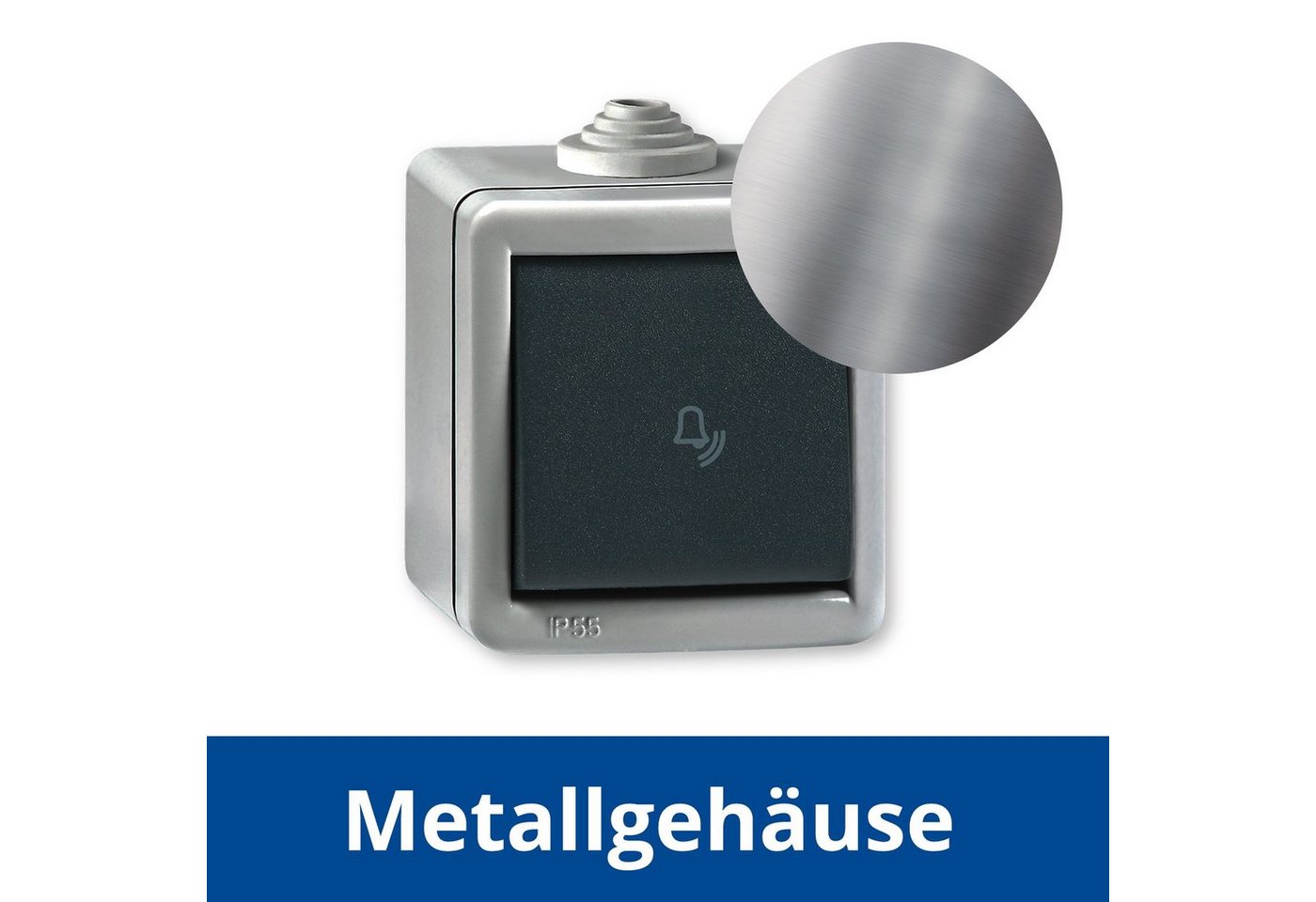 Thumbnail - Aling Conel Lichtschalter Armor Line Aufputz Klingeltaster (Packung), IP 55