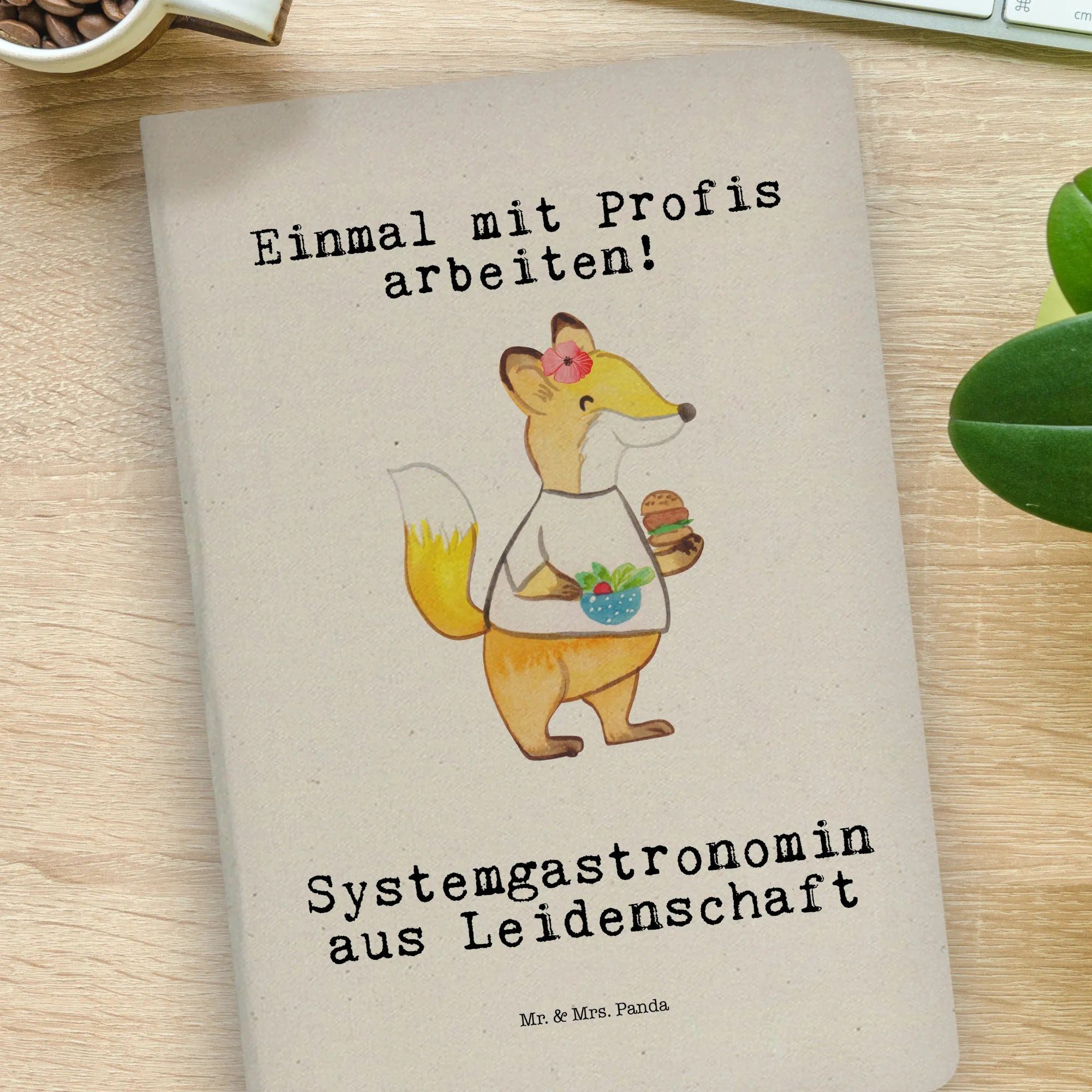 Thumbnail - Mr. & Mrs. Panda Notizbuch Systemgastronomin Leidenschaft - Transparent - Geschenk, Stoff Notizb Mr. & Mrs. Panda, Langl...