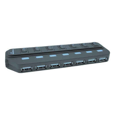 Mediarange MRCS504 USB-Adapter, USB-2.0 Hub 1:7, mit separaten Schaltern
