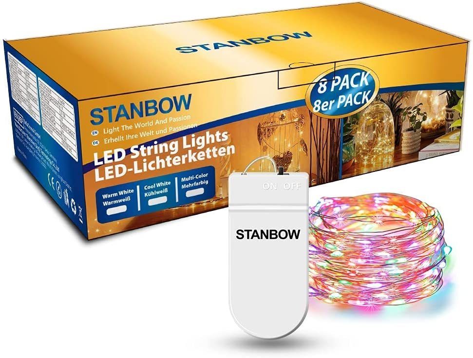 ZMH LED-Lichterkette 8 Set 2M 20Led Kupferdraht mit Batterie Lichtkette, 8-flammig, LED-Lichterkette – Bild 5 von 5