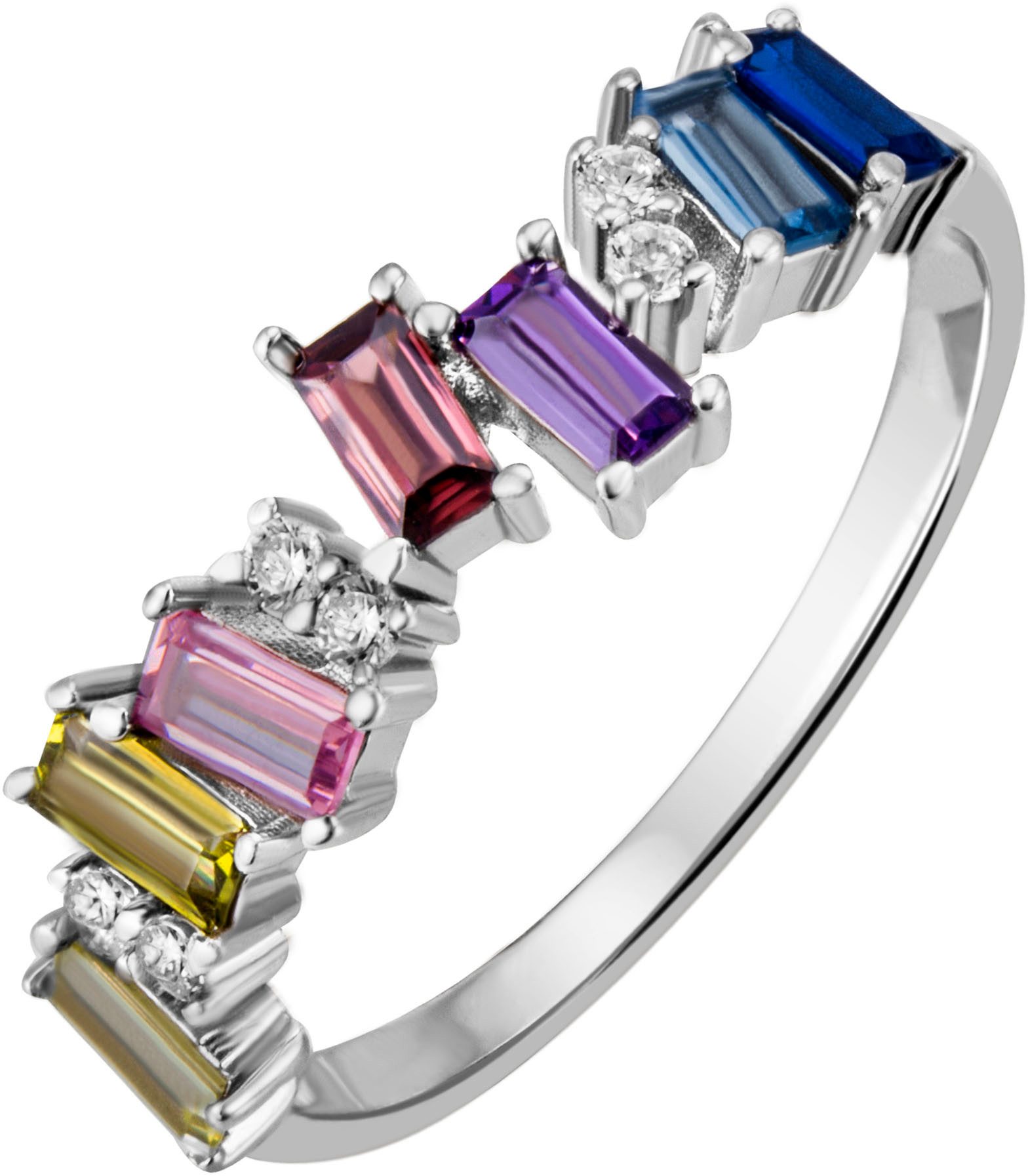 Firetti Fingerring Schmuck Geschenk Silber 925 Silberring Ring Regenbogen, mit Zirkonia (synth)