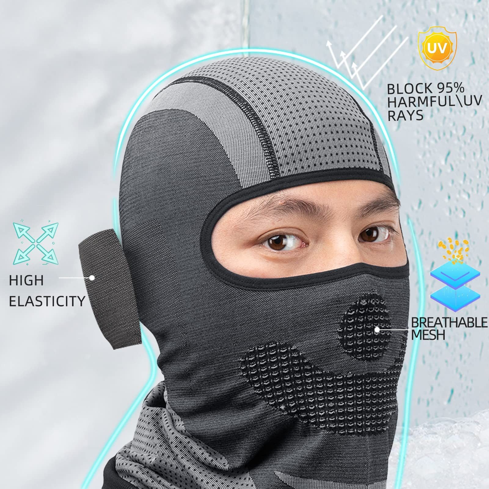 ROCKBROS Sturmhaube Motorrad Winter Balaclavas Unisex für Fahrrad Snowboard Ski Laufen Für mehrere Wintersports