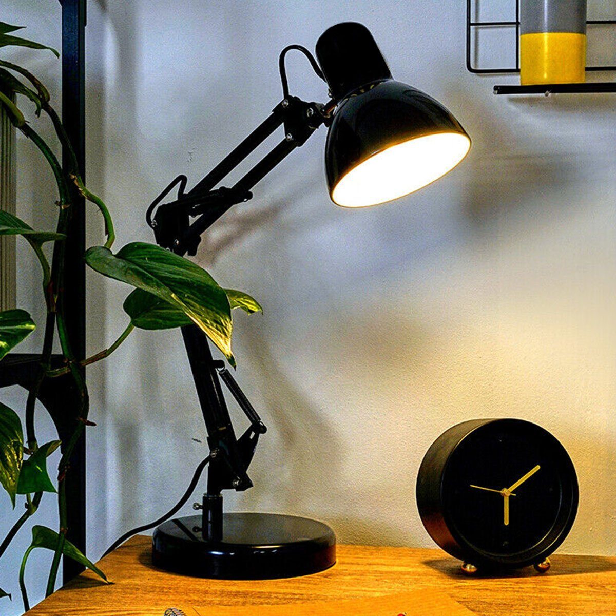 oyajia Schreibtischlampe E27 Schreibtischlampe, Verstellbare Klemmleuchte  mit Gelenkarm,Schwarz, LED wechselbar, 360° Drehbar Augenschutz  Schreibtischlampe, Klemmbares Heimbüro Tageslichtlampe Tischleuchte