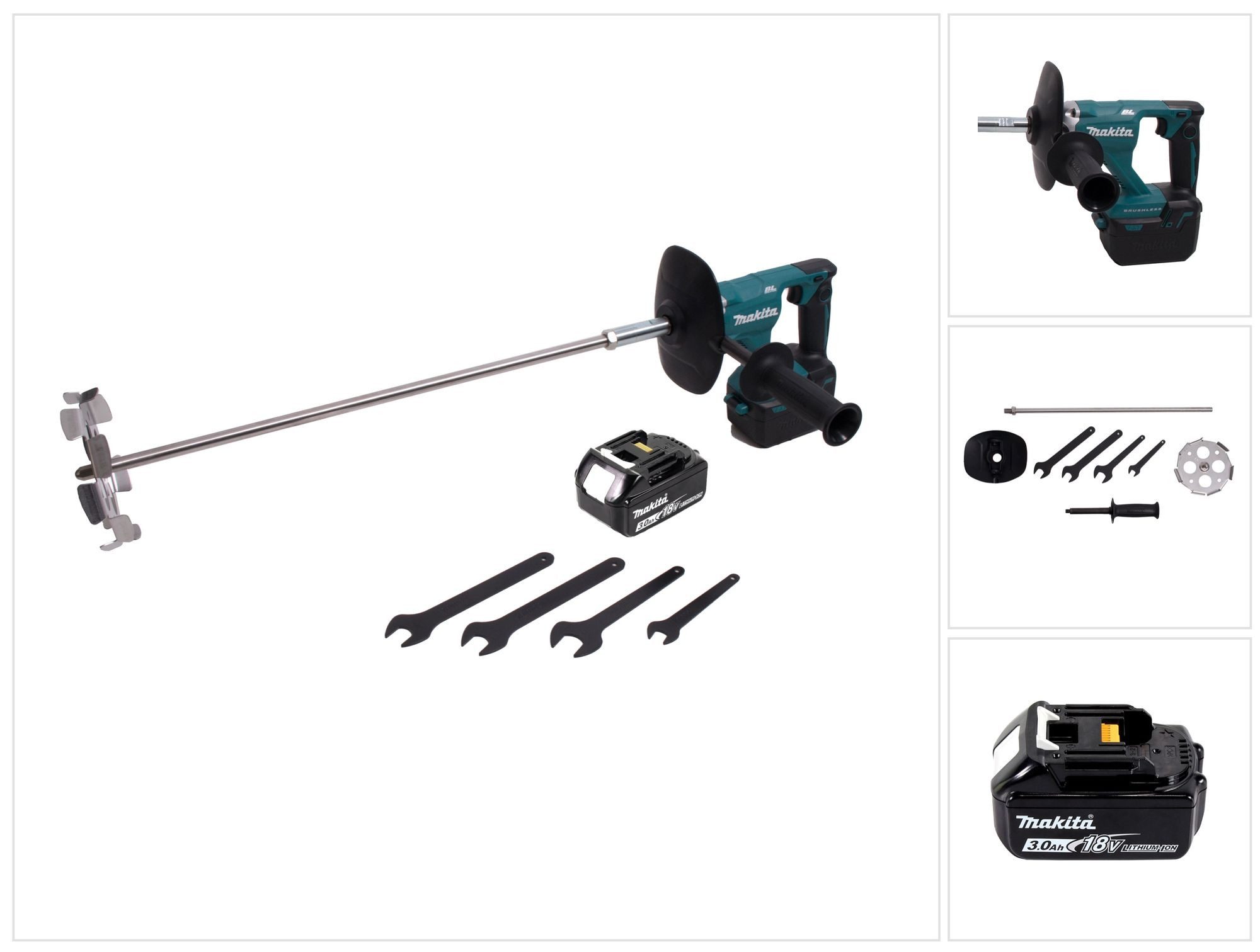 Makita Rührwerk DUT 130 F1 Akku Rührgerät 18V M14 Brushless + 1x Akku 3,0Ah - ohne La