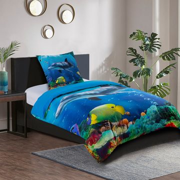 Bettwäsche Delphin 135x200 cm, Bettbezug und Kissenbezug, Sanilo, Baumwolle, 4 teilig