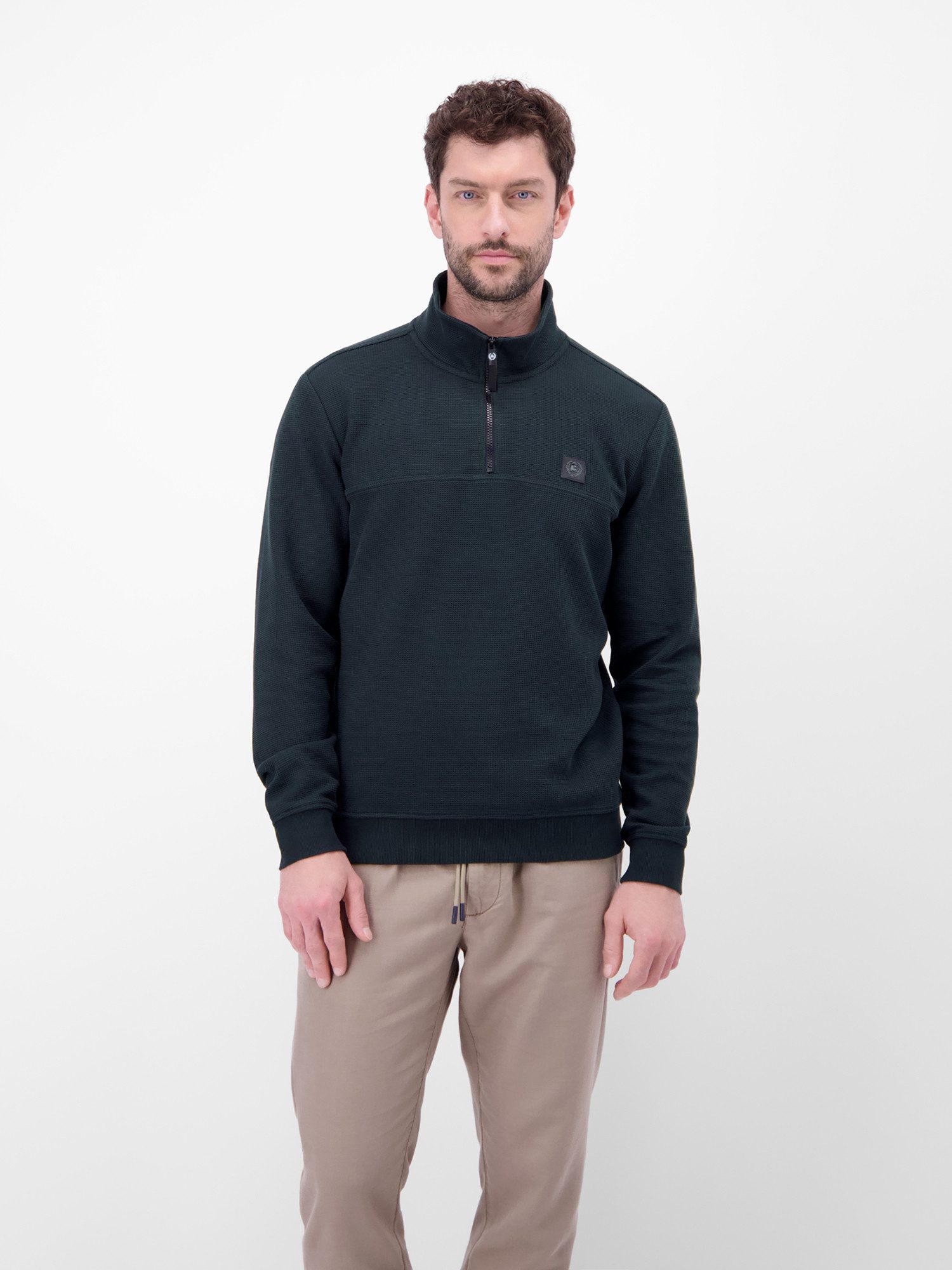 LERROS Sweatshirt Troyer in Sweatqualität mit Waffelstruktur