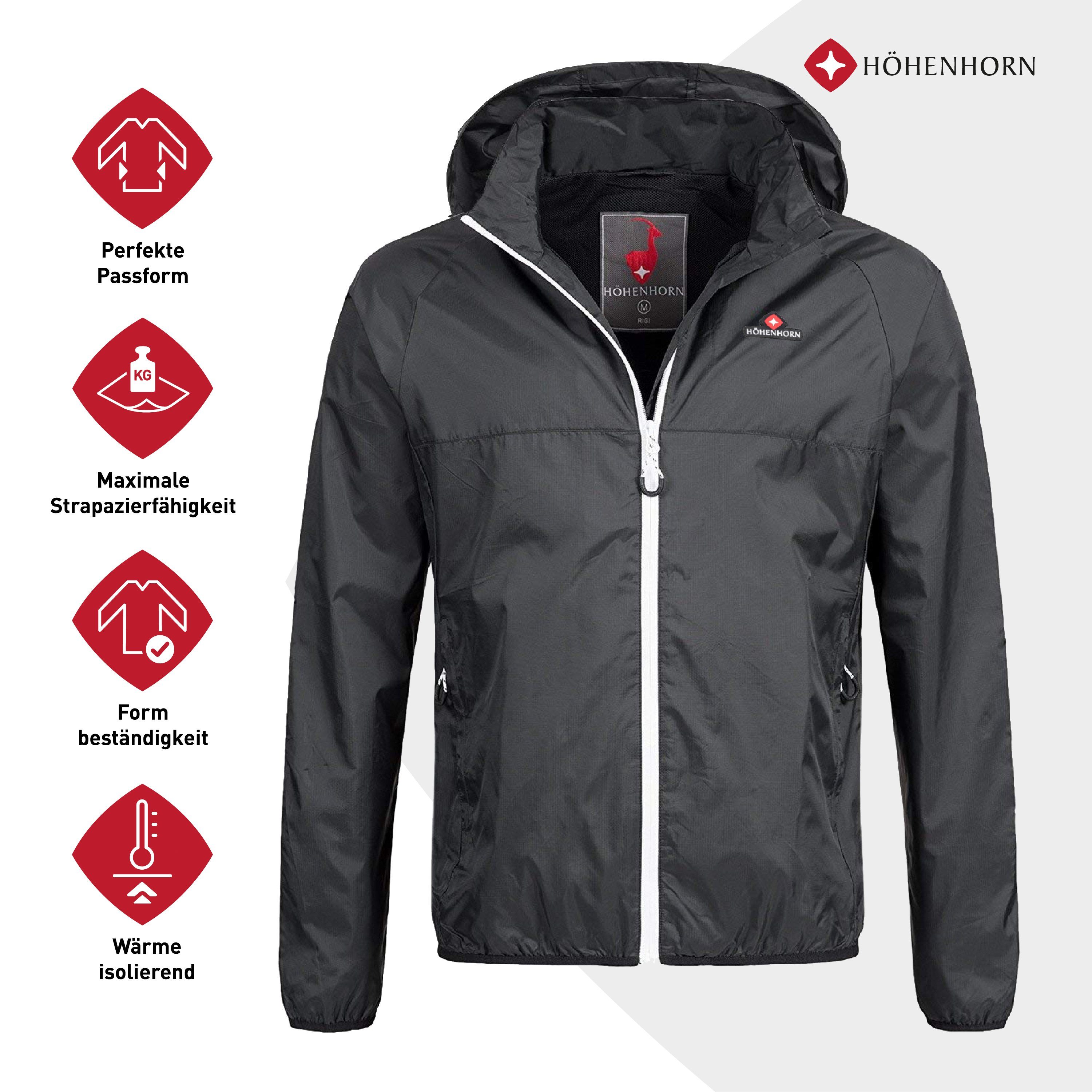 Höhenhorn Regenjacke Rigi Herren Regen Jacke für Männer Outdoor Freizeitjacke mit Kapuze leichtes Eigengewicht, Atmungsaktiv