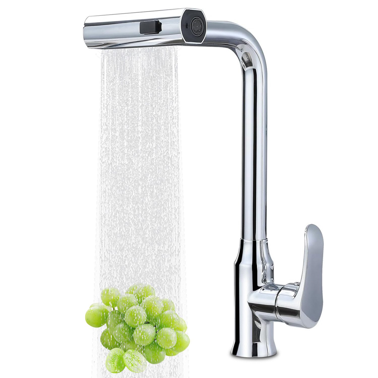 STILVORA Küchenarmatur Spültischarmatur 90°ausziehbarer Wasserhahn, massivem Messing (Einhebelmischer mit 3 Strahlarten aus Edelstahl Kupfer Keramikkartusche, 360° Schwenkbar Mischbatterie Waschtischbatterie Waschbeckenarmatur) Küchenspüle Wäscherei Waschtisch Waschbecken mit ausziehbarer Brause