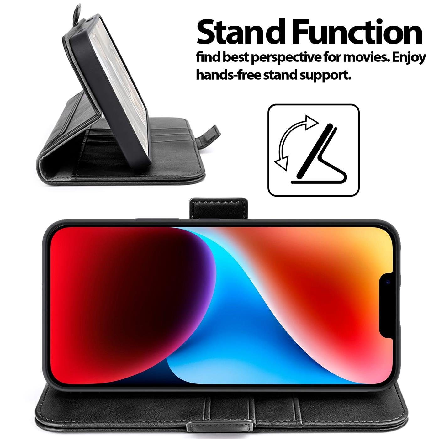 CoolGadget Handyhülle Wallet Klapptasche Cover Case für Apple iPhone 14 6,1 Zoll, Handy Tasche mit RFID Schutz Kartenfach Book Schutzhülle