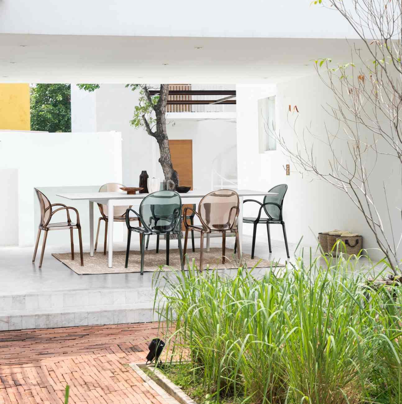 Bizzotto Gartenstuhl Camilla 4er-Set mit Armlehne, Mint, Stapelbar, geeignet für Innen- & Außenbereich