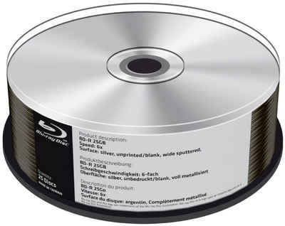 Mediarange Blu-ray-Rohling 25 Mediarange Rohlinge Blu-ray BD-R silver blank 25GB 6x Spindel