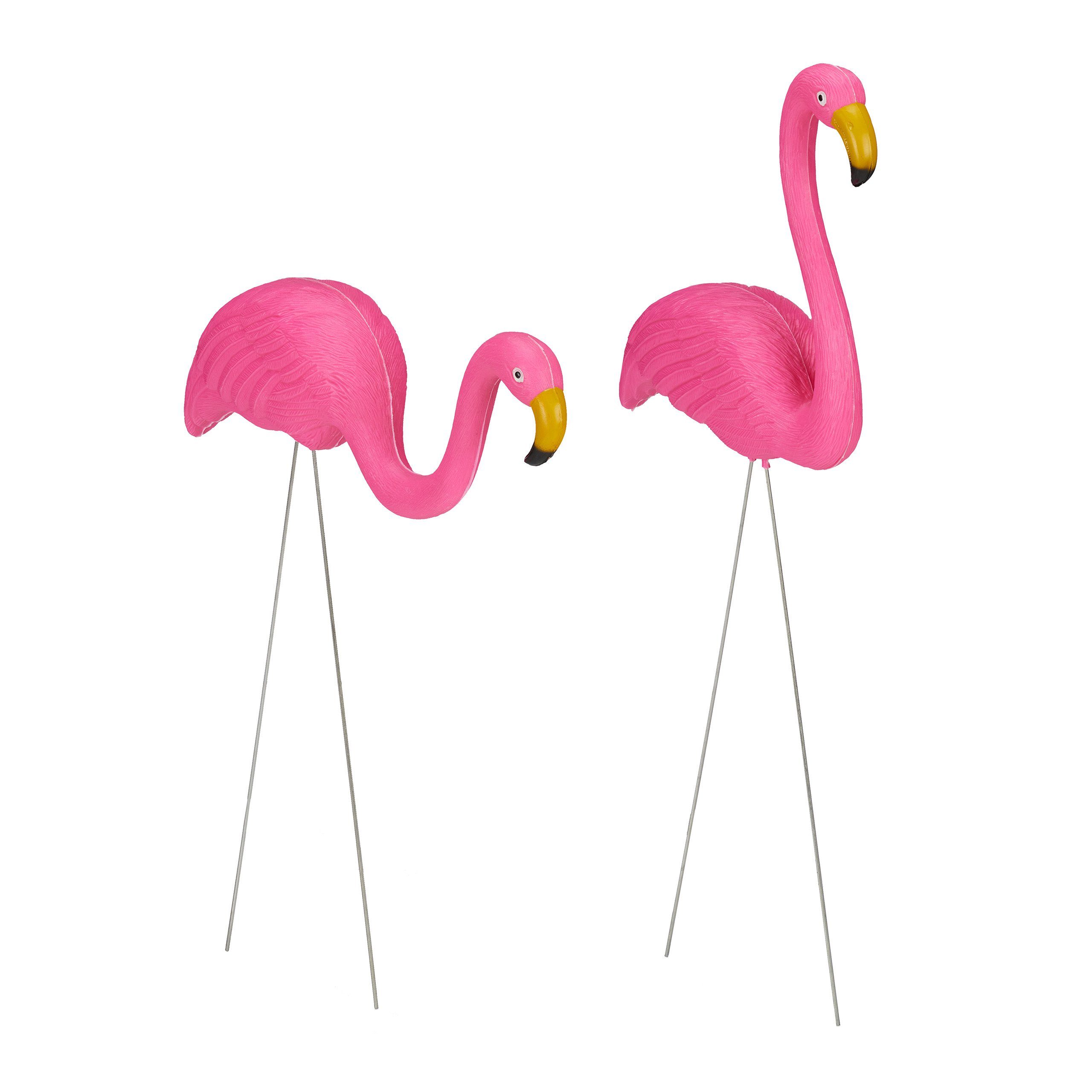 relaxdays Gartenfigur Flamingo Figur 2er Set