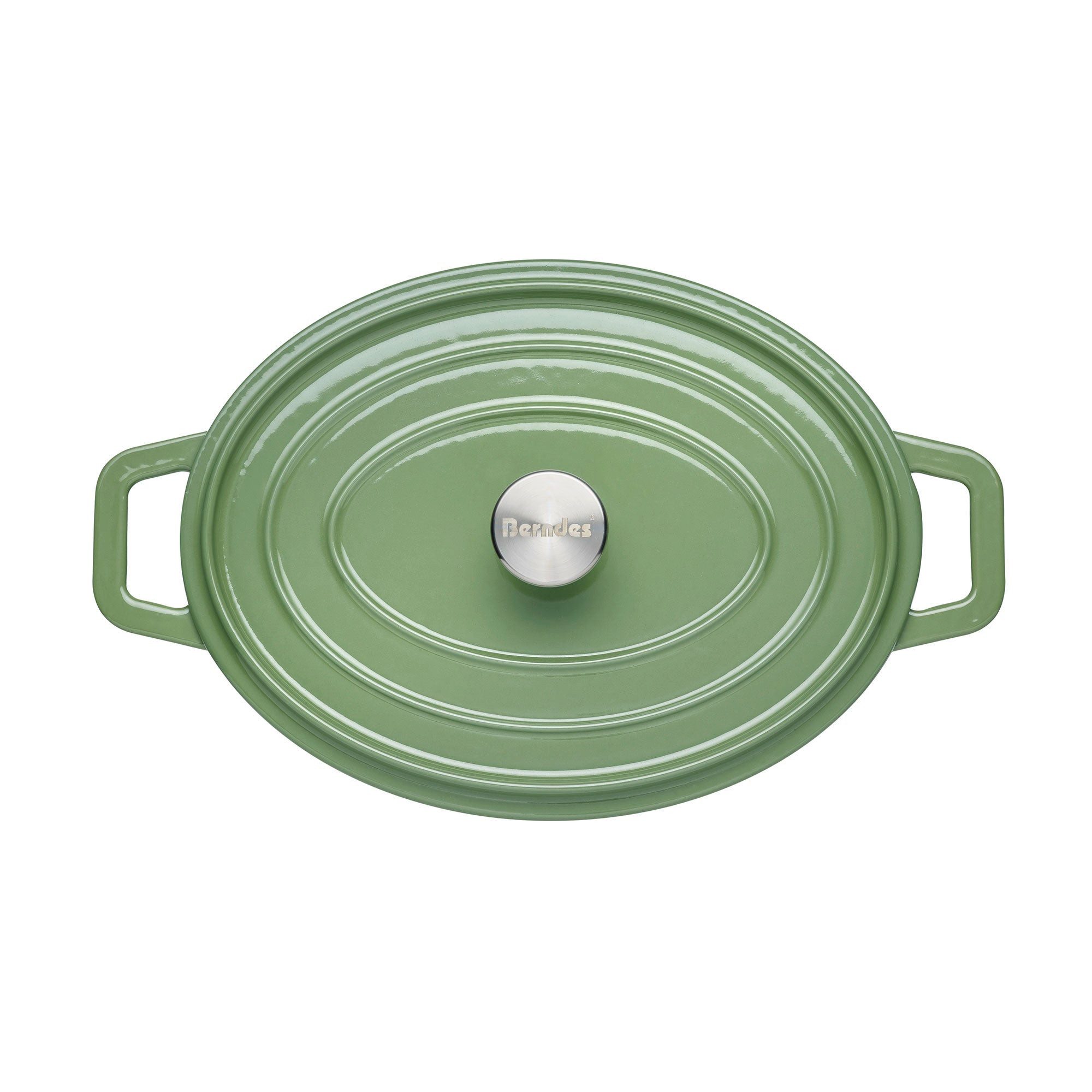 Berndes Bräter 31x24 cm, oval, Gusseisen, grün - b.iron, Eisenguss