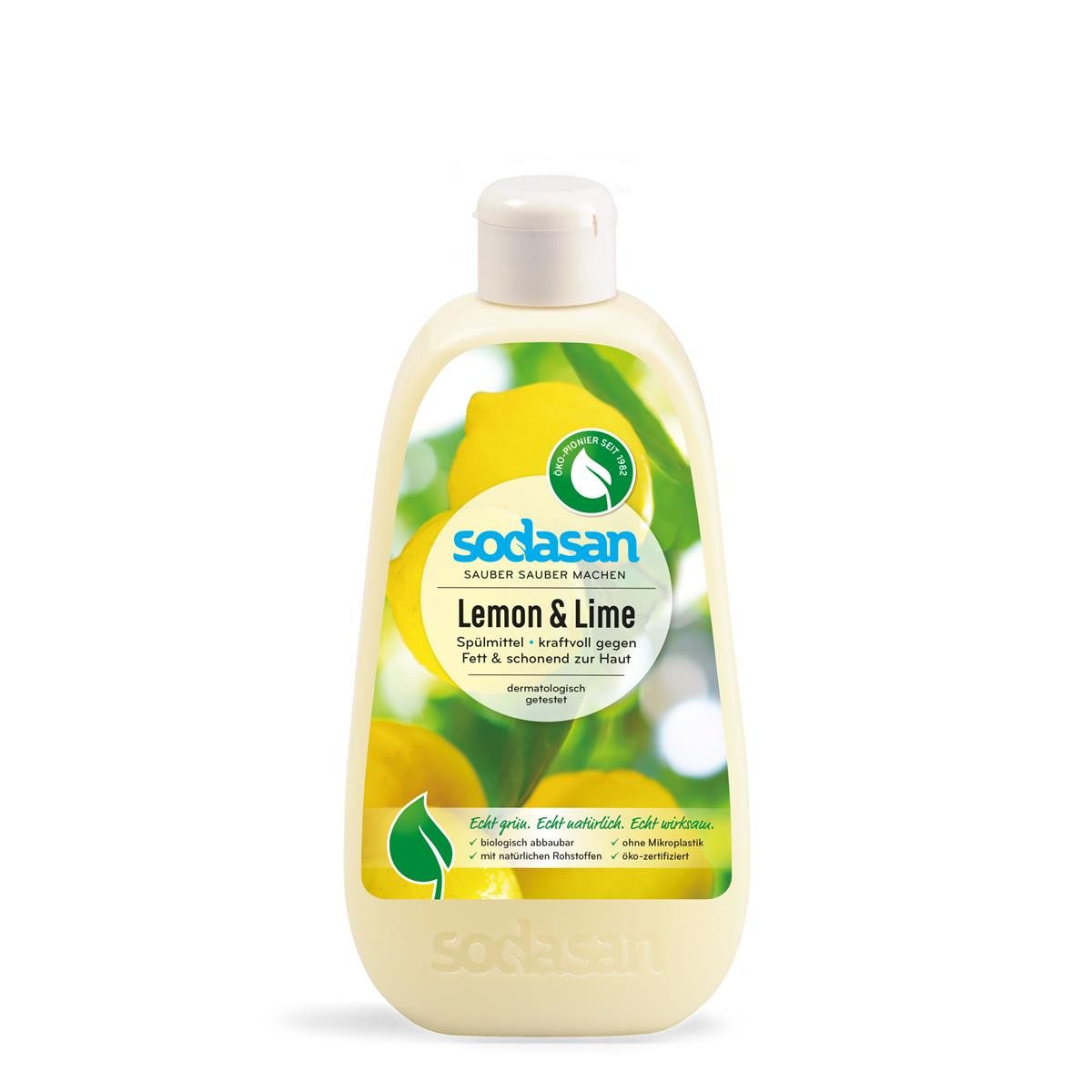 Sodasan Sodasan Spülmittel Lemon & Lime 0,5L kraftvoll gegen Fett (1er Pack) Geschirrspülmittel