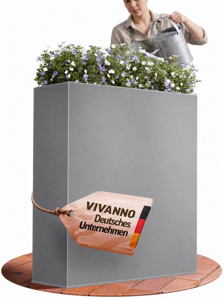 VIVANNO Pflanzkübel pulverbeschichtetes Stahlblech ELEMENTO Kasten - Grau Matt (1 St), 75x25x90 cm