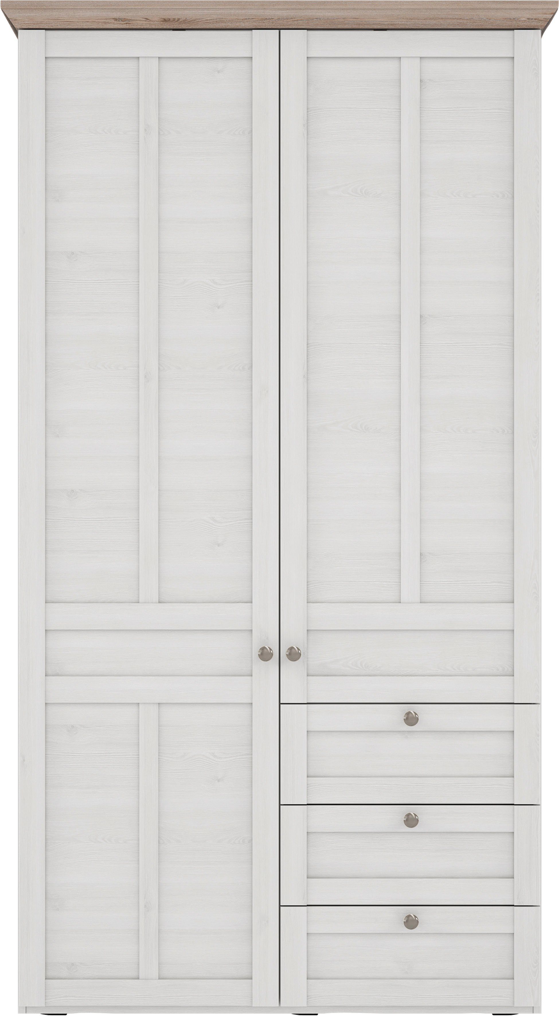 FORTE Kleiderschrank Iloppa, Schlafzimmerschrank im Landhausstil Maße: B/H/T ca. 105,3x192,6x57,3 cm, Schrank mit Spiegel