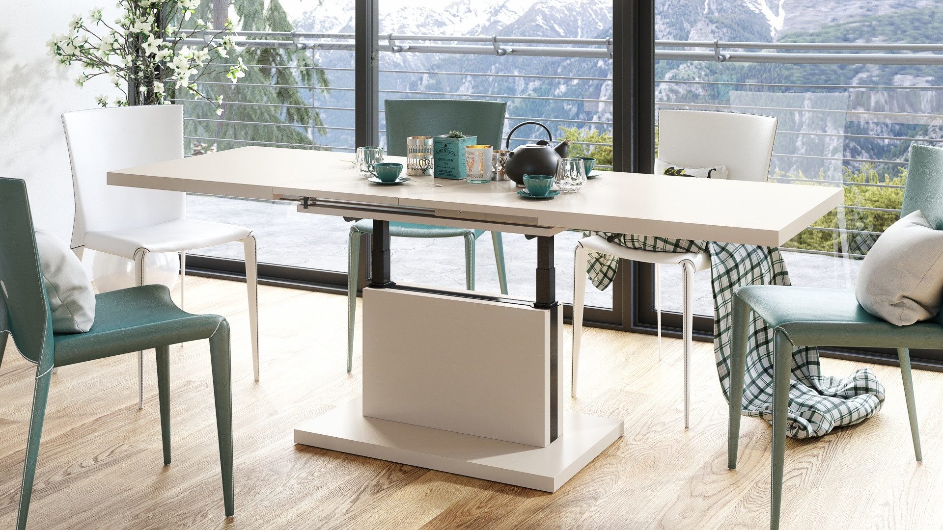Mazzoni Couchtisch Aston Beige stufenlos höhenverstellbar ausziehbar 120 - günstig online kaufen