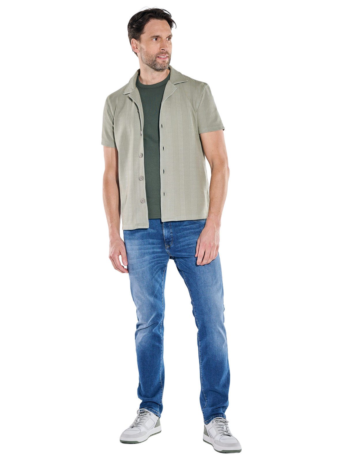 Engbers Poloshirt Herren Overshirt mit Knopfleiste, Gruen