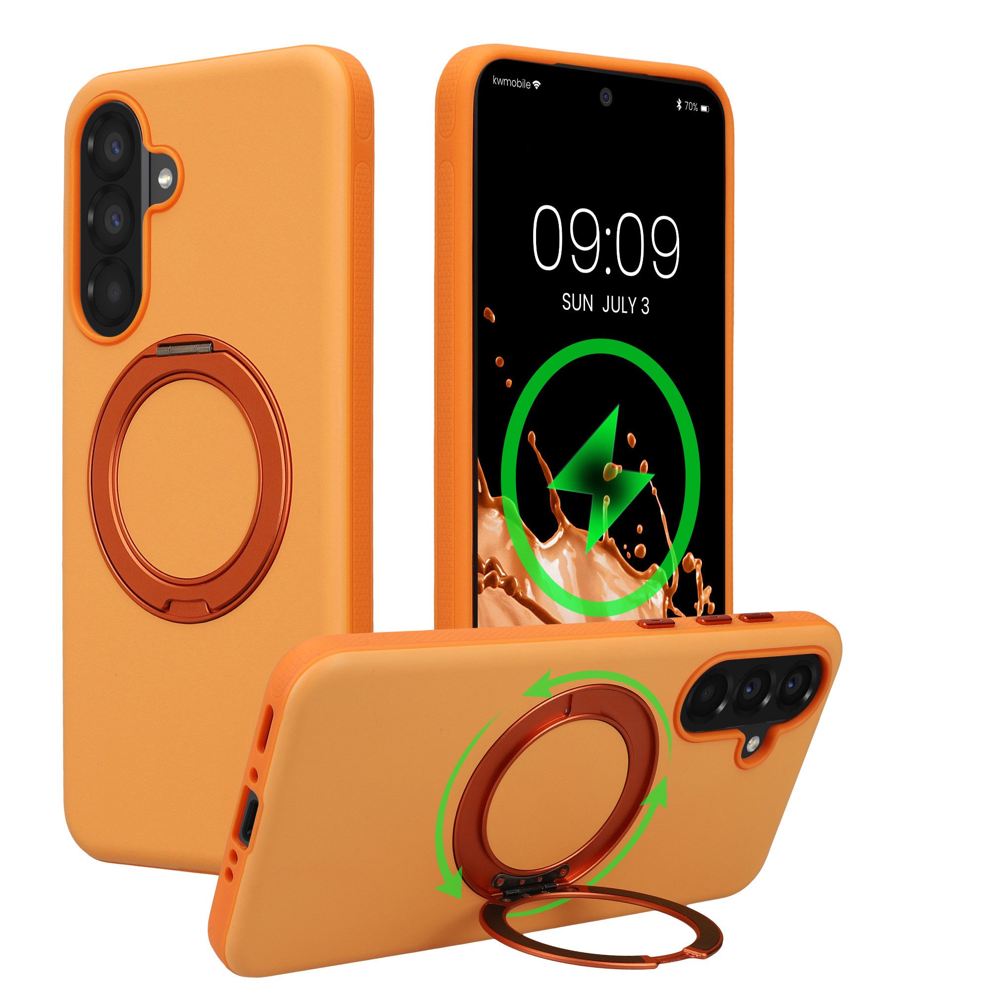 kwmobile Smartphone-Hülle Case mit 360° Standring für Samsung Galaxy A56 5G Hülle, Hardcase mit drehbaren Kickstand kompatibel mit MagSafe