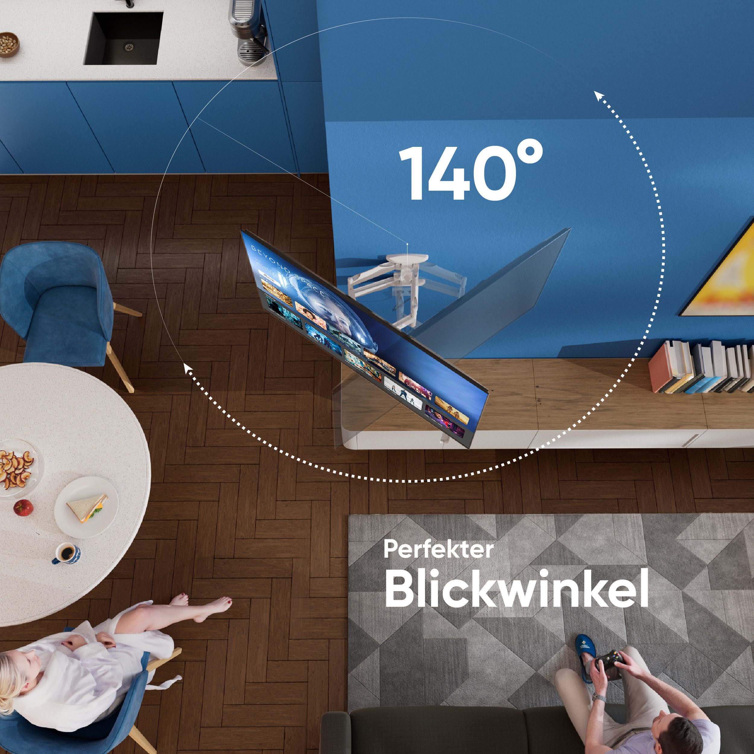 ONKRON TV-Wandhalterung 37-70 Zoll, bis 36,4 kg, VESA 100x100-400x400, M5-W, (bis 70 Zoll, 1-tlg., schwenkbar, neigbar, ausziehbar, Kabelmanagement)