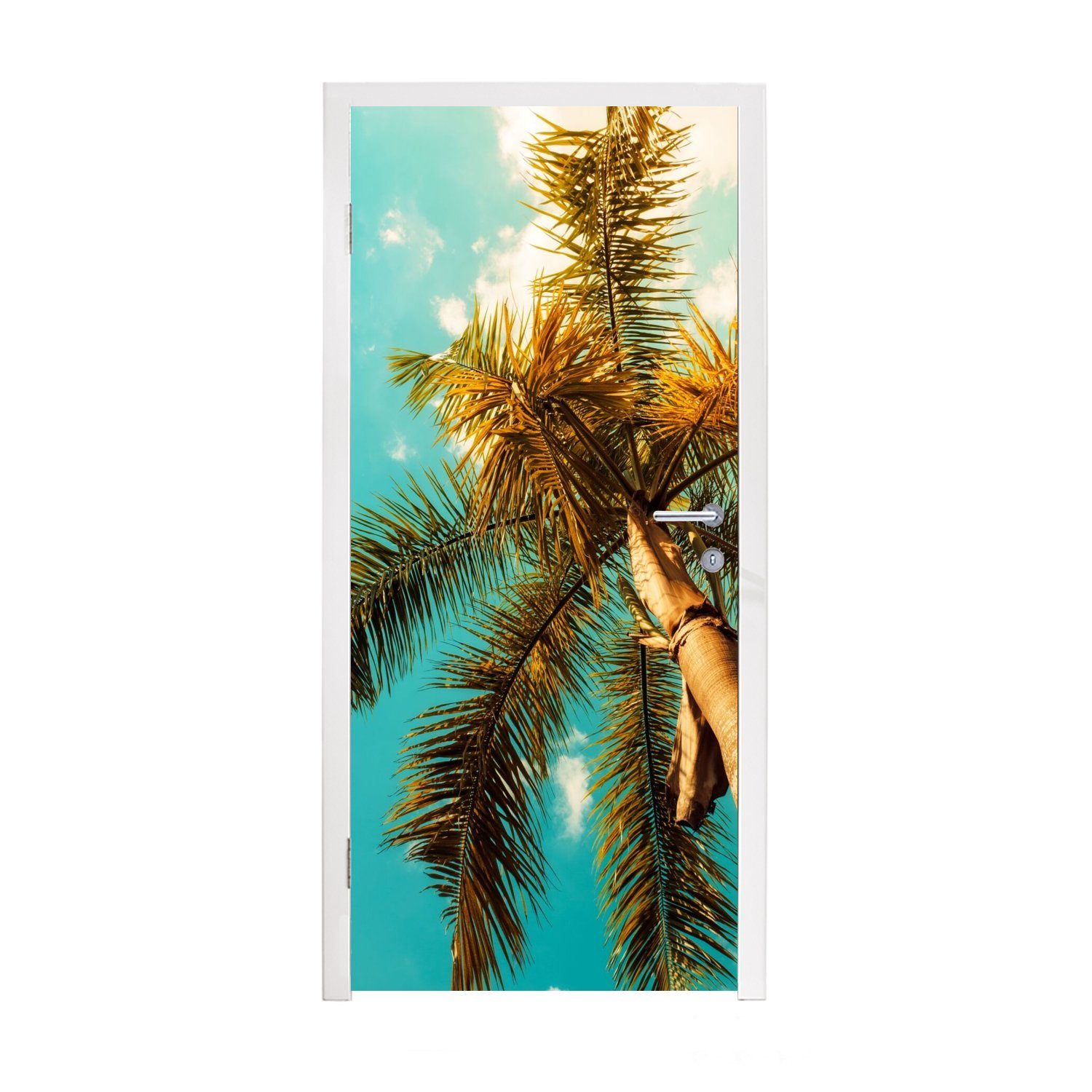 Palme Türtapete 75x205 cm Fototapete Tropisch, St), Tür, für MuchoWow Sommer bedruckt, - (1 - Matt, Türaufkleber,