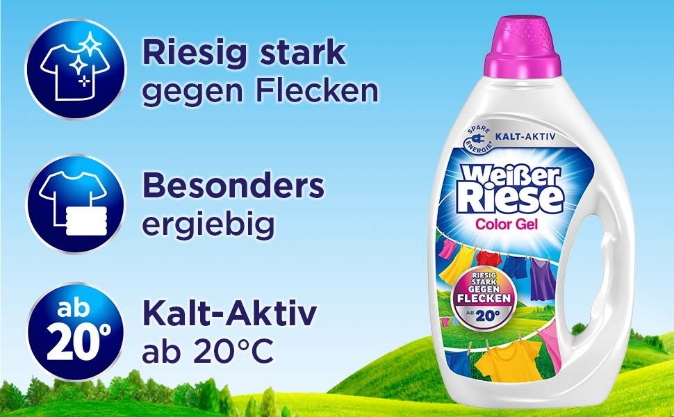 Weißer Riese Weißer Riese Gel Color 100WL & WC FRISCH Kraft Aktiv 200g Colorwaschmittel