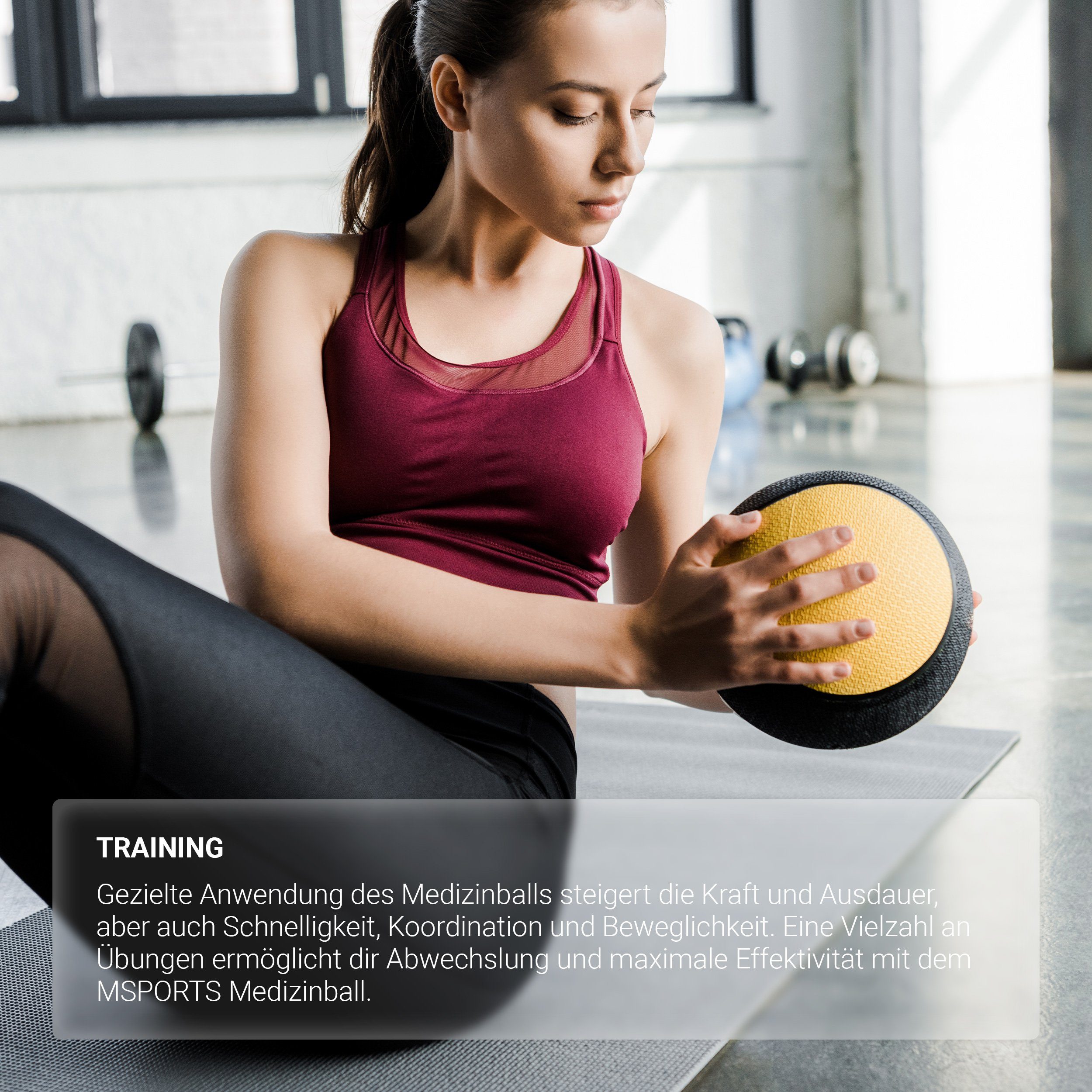MSports® – 1 Medizinball Übungsposter kg Lila kg Medizinball - 6 inkl. – 10